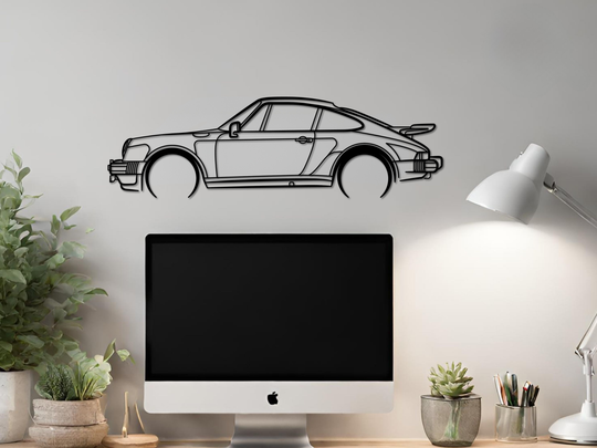 911 Turbo (930), Detailed Silhouette Metal Wall Art