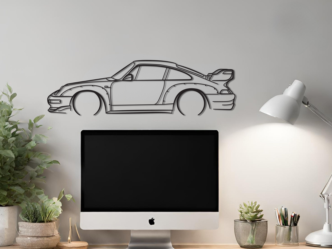 911 GT2 (993), Detailed Silhouette Metal Wall Art