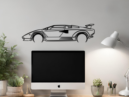 Countach 5000 QV, Detailed Silhouette Metal Wall Art