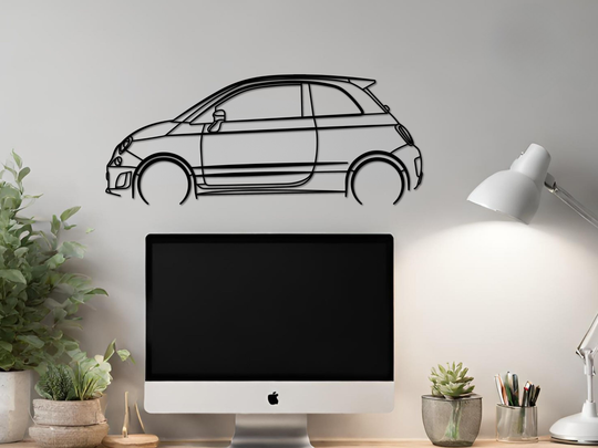 500 Abarth, Detailed Silhouette Metal Wall Art