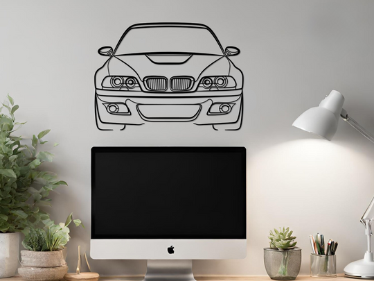 M3 E46 Front Angle, Silhouette Metal Wall Art