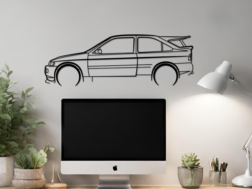 Escort Cosworth, Detailed Silhouette Metal Wall Art