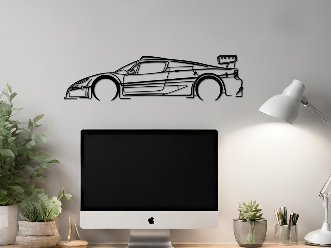 F50 GT, Detailed Silhouette Metal Wall Art