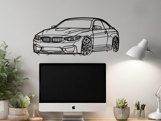 M4 F82 Front Angle, Silhouette Metal Wall Art