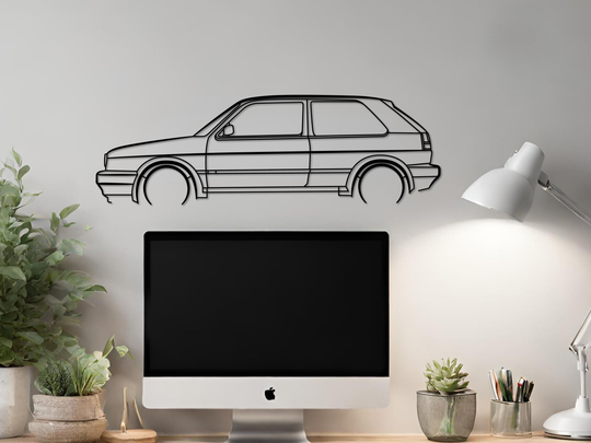 Golf MK2 GTI, Detailed Silhouette Metal Wall Art