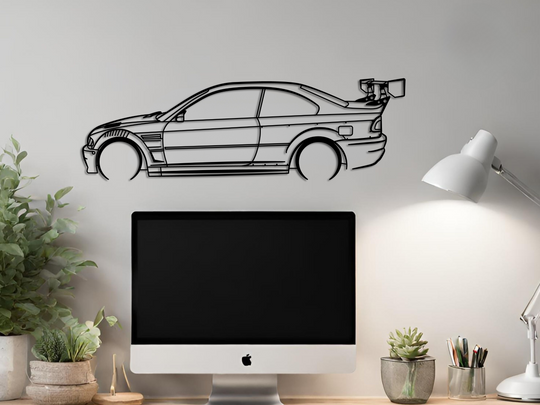 Modified E46 , Detailed Silhouette Metal Wall Art