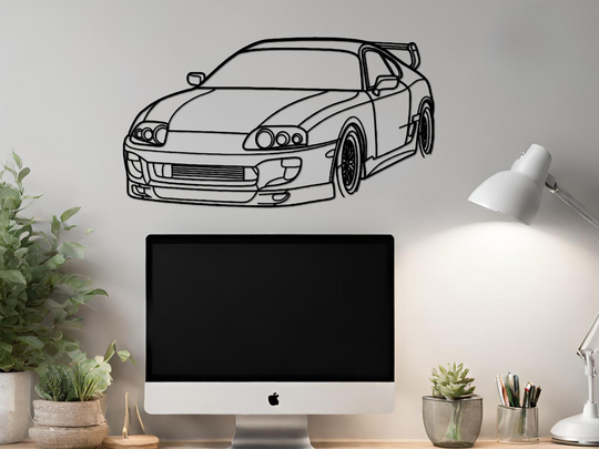 Supra Mk4 front Angle, Silhouette Metal Wall Art