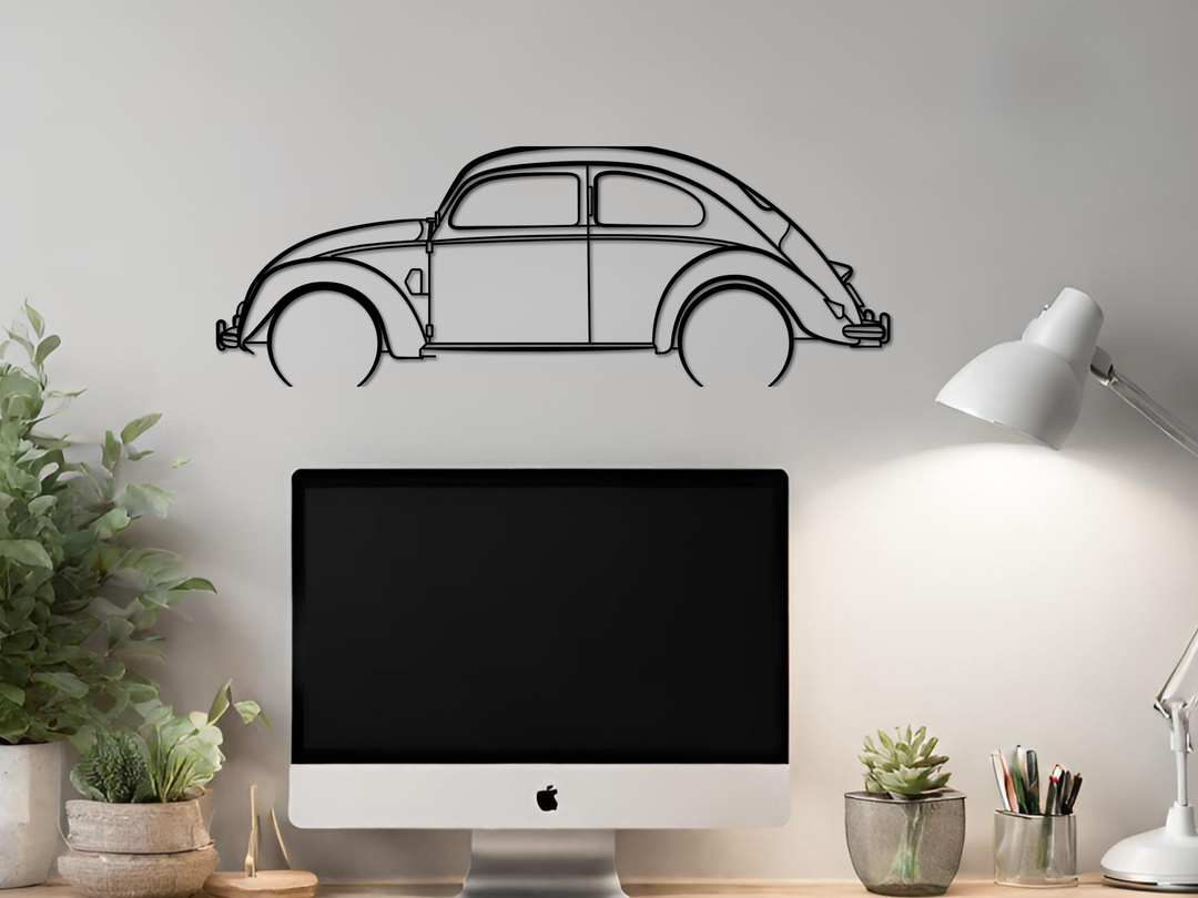 Beetle 1950's "Zwitter", Detailed Silhouette Metal Wall Art