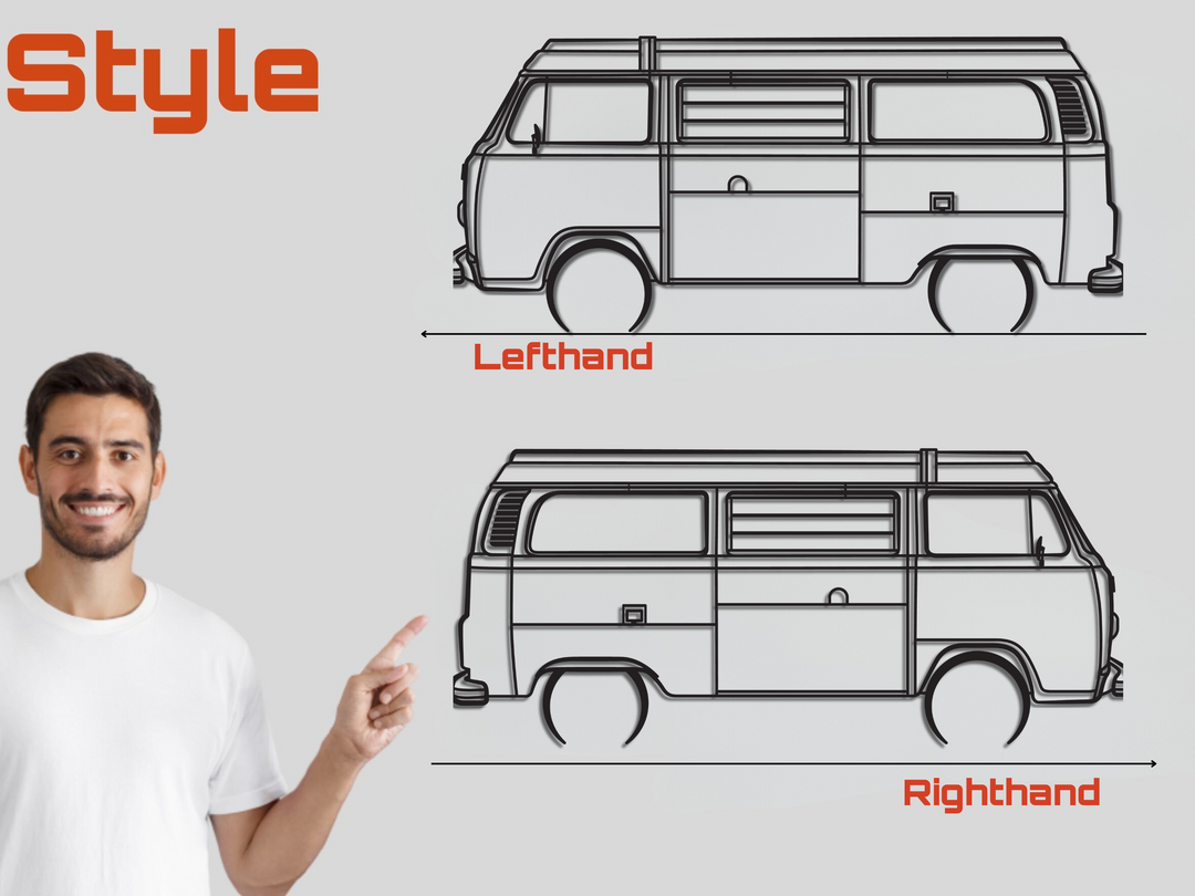 T2 Camper Van , Detailed Silhouette Metal Wall Art