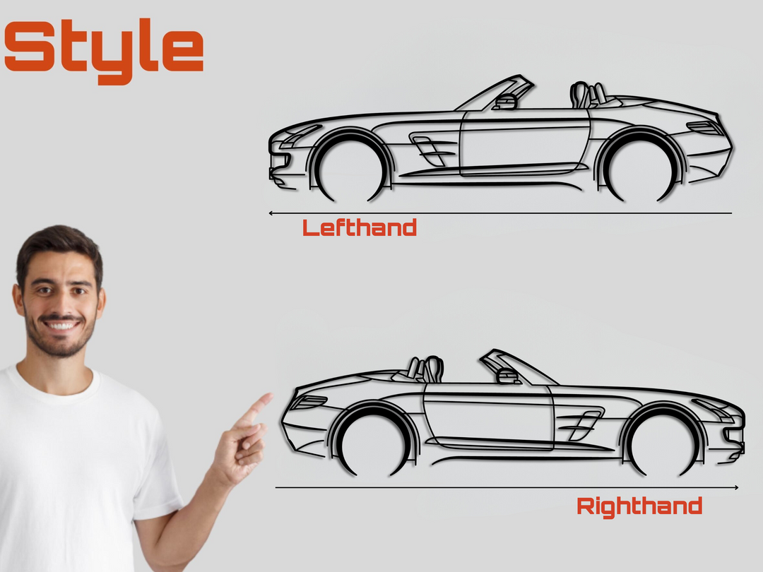 SLS AMG (C197) Coupé , Detailed Silhouette Metal Wall Art