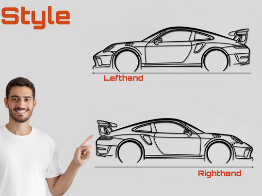 911 GT3 RS (991), Detailed Silhouette Metal Wall Art