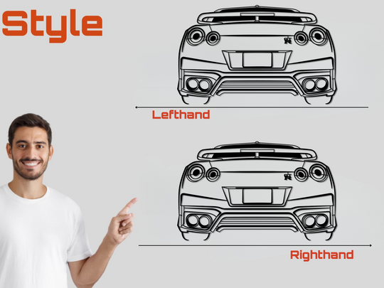 Skyline GTR-35 Rear View, Detailed Silhouette Metal Wall Art