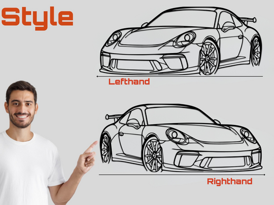 911 GT3 RS (991) Front Angle, Silhouette Metal Wall Art