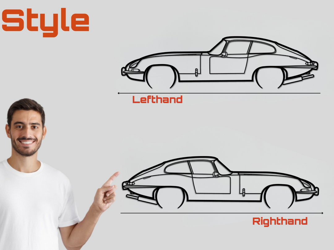 E type, Detailed Silhouette Metal Wall Art