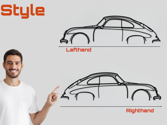 356 Coupe, Detailed Silhouette Metal Wall Art