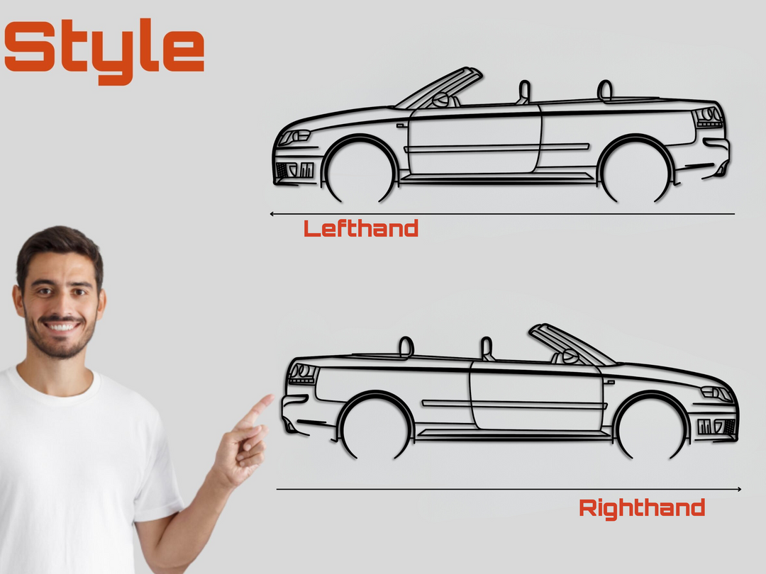 RS4 B7 Cabriolet, Detailed Silhouette Metal Wall Art