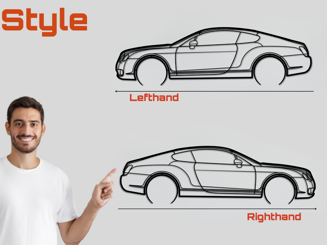 Continental GT, Detailed Silhouette Metal Wall Art