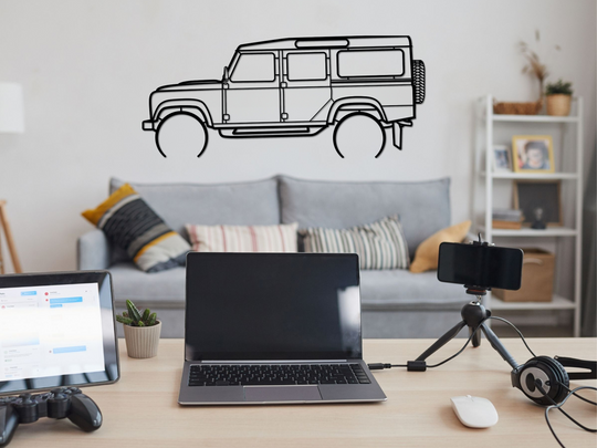 Defender 110 Station Wagon, Detailed Silhouette Metal Wall Art