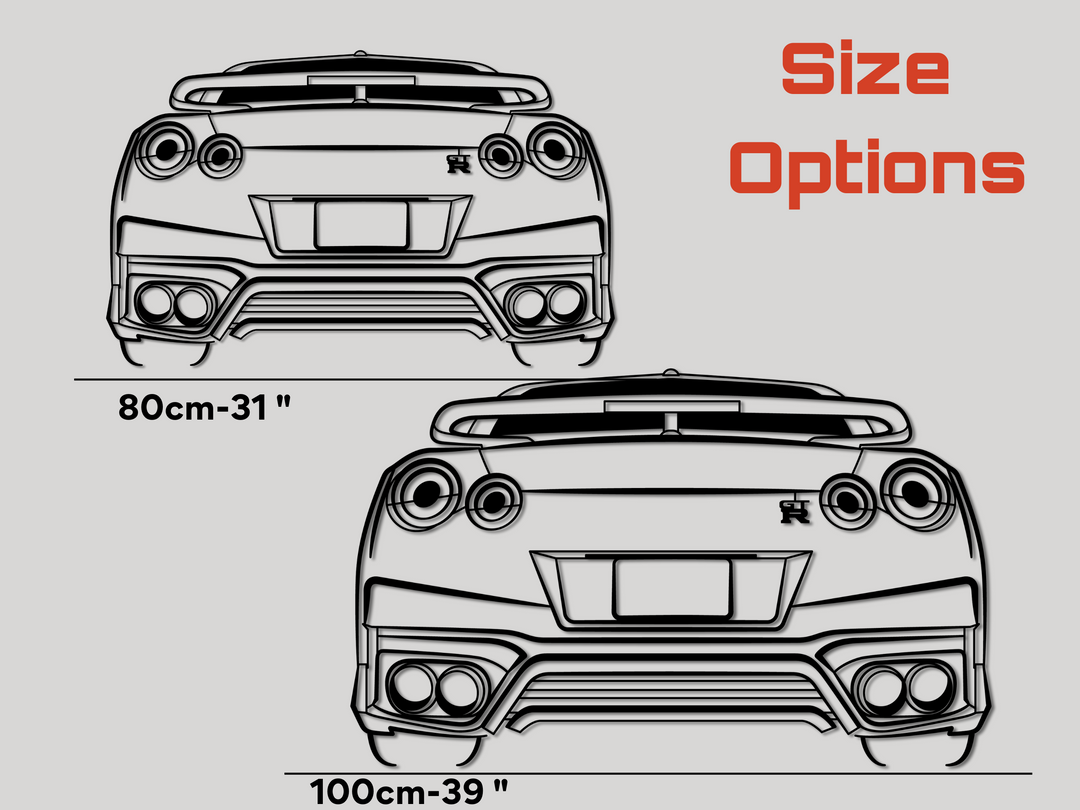 Skyline GTR-35 Rear View, Detailed Silhouette Metal Wall Art