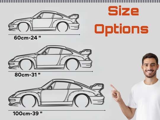 911 GT2 (993), Detailed Silhouette Metal Wall Art