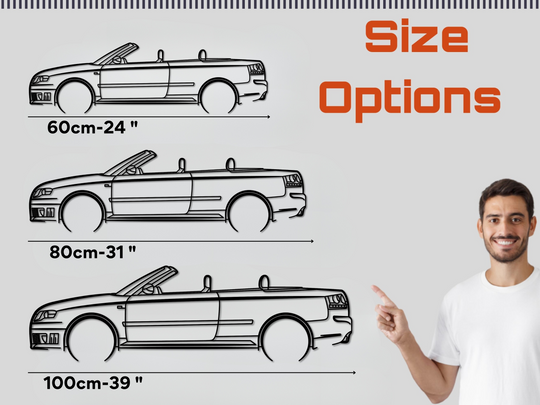 RS4 B7 Cabriolet, Detailed Silhouette Metal Wall Art