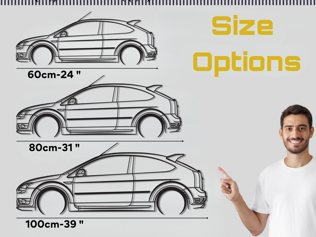 Modified Focus ST MK2 (225), Detailed Silhouette Metal Wall Art