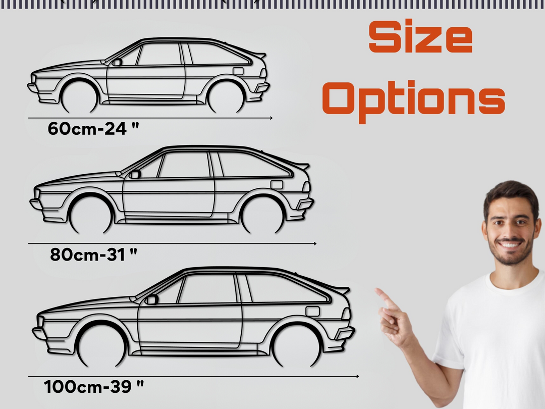 Scirocco MK2, Detailed Silhouette Metal Wall Art