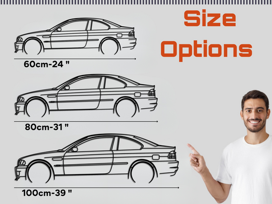 E46 M3, Detailed Silhouette Metal Wall Art