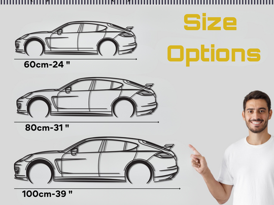 Modified Panamera 970, Detailed Silhouette Metal Wall Art