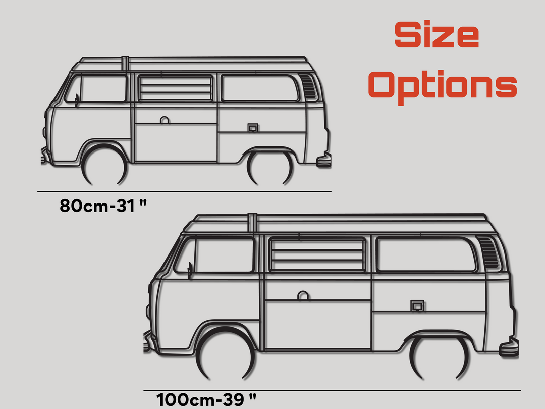 T2 Camper Van , Detailed Silhouette Metal Wall Art