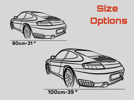 996 Carrera 4S rear Angle, Silhouette Metal Wall Art