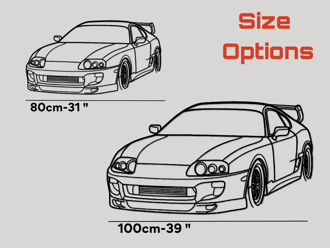 Supra Mk4 front Angle, Silhouette Metal Wall Art