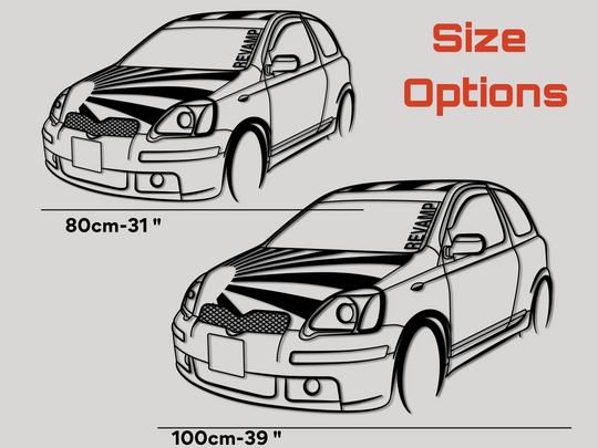 Modified Yaris, Detailed angle Silhouette Metal Wall Art