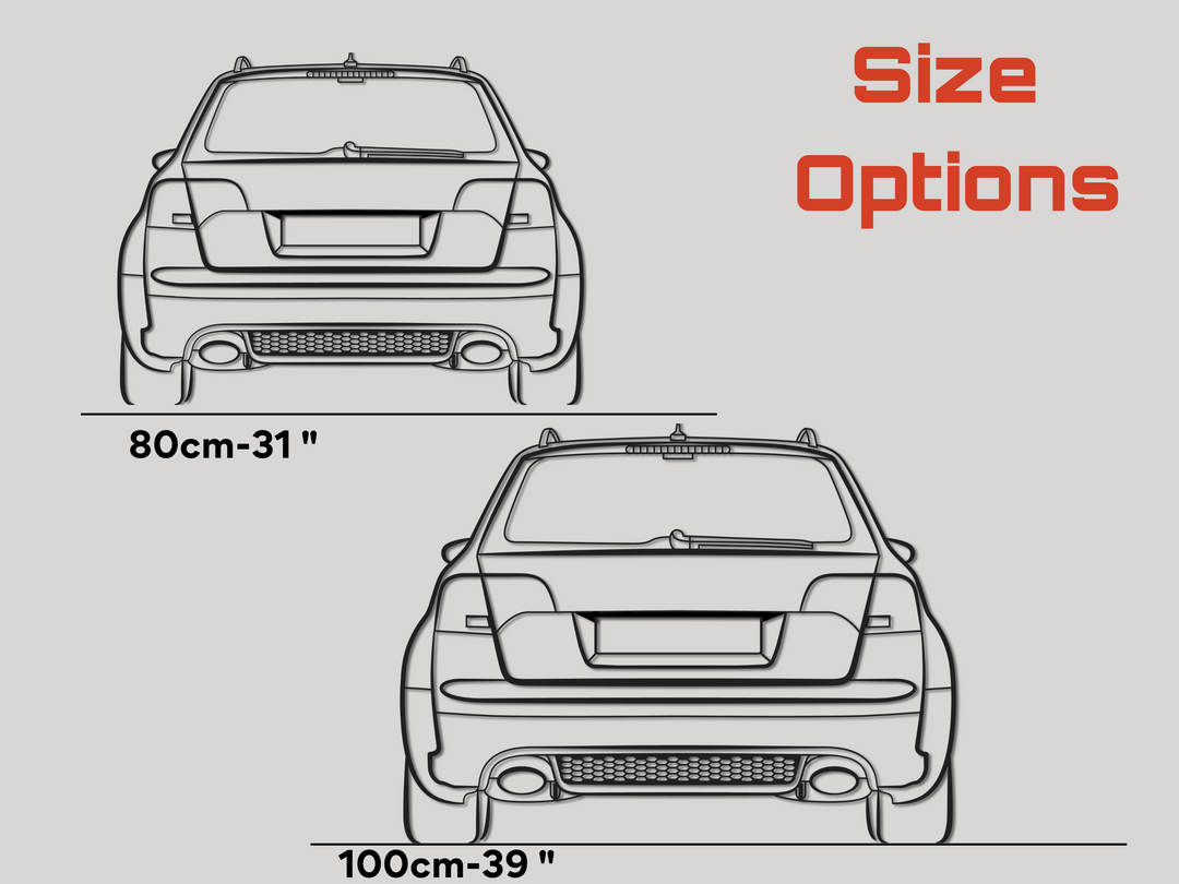 RS4 Avant B7 Rear Angle, Detailed Silhouette Metal Wall Art