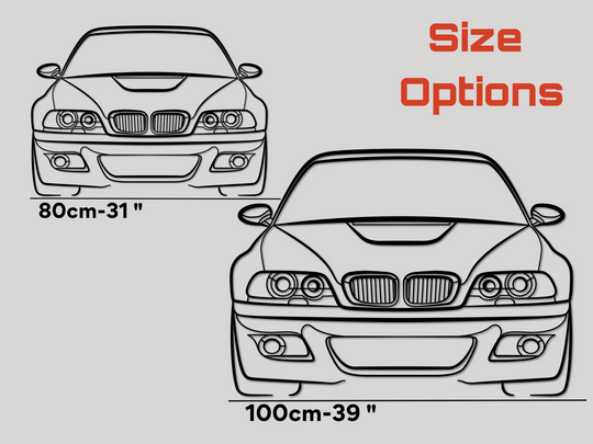 M3 E46 Front Angle, Silhouette Metal Wall Art