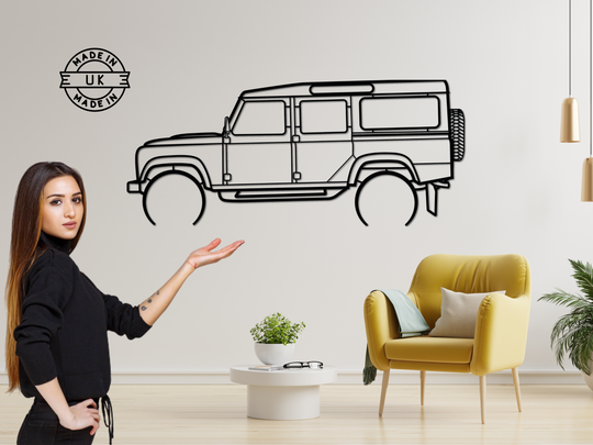 Defender 110 Station Wagon, Detailed Silhouette Metal Wall Art