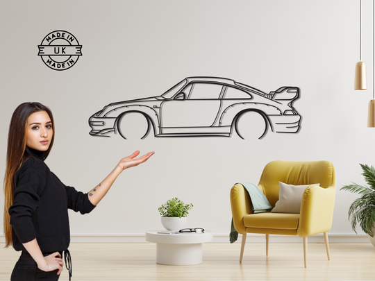 911 GT2 (993), Detailed Silhouette Metal Wall Art