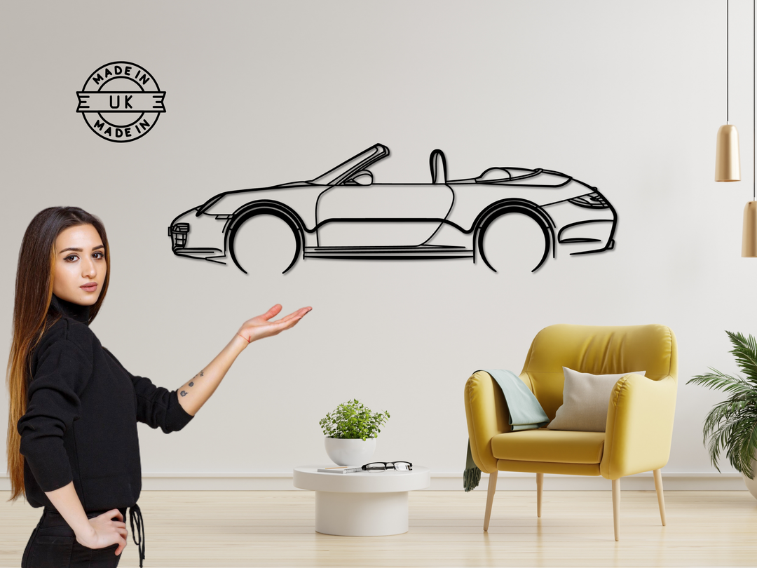 Carrera S Cabriolet ( 996 ), Detailed Silhouette Metal Wall Art