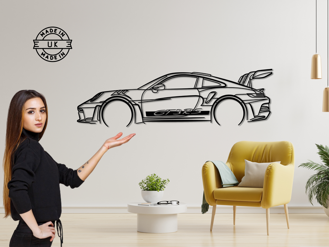 GT3 RS Weissach (992), Silhouette Metal Wall Art