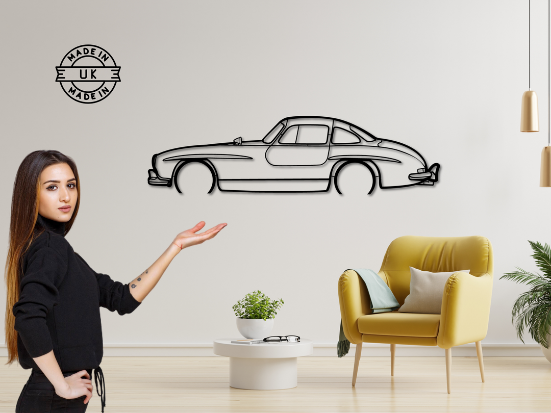 300 SL Gull-wing, Detailed Silhouette Metal Wall Art