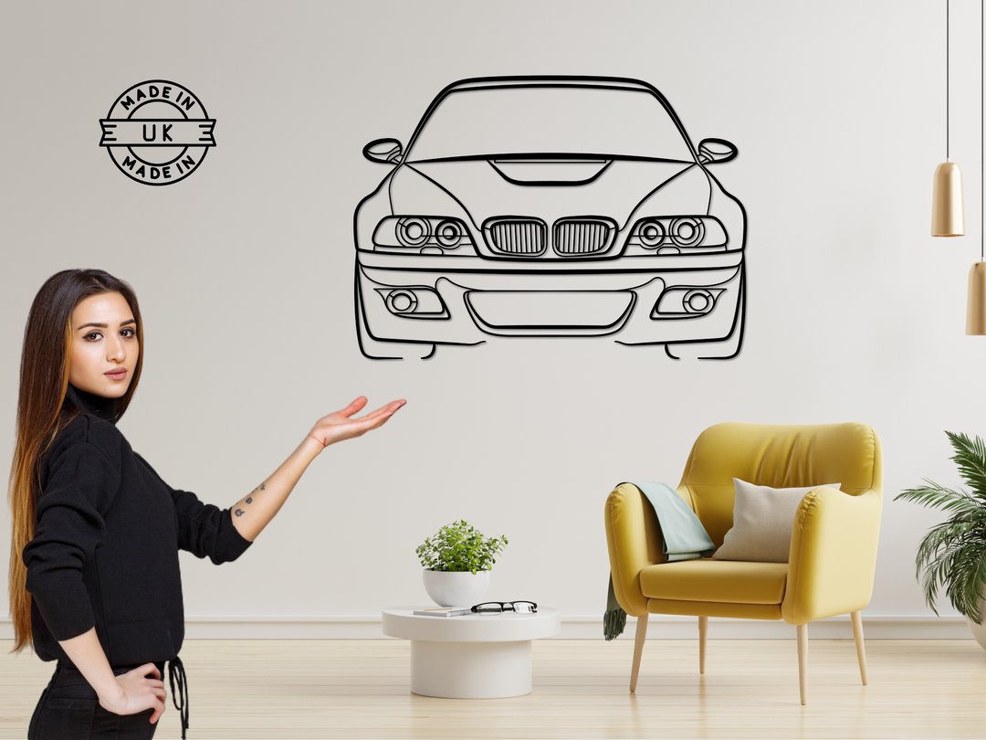 M3 E46 Front Angle, Silhouette Metal Wall Art