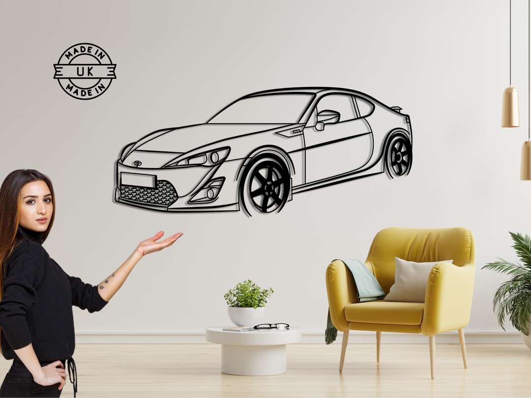 BRZ Front Angle, Detailed angle Silhouette Metal Wall Art