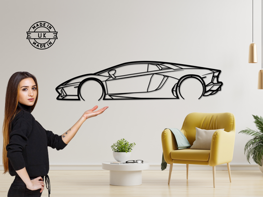 Aventador, Detailed Silhouette Metal Wall Art