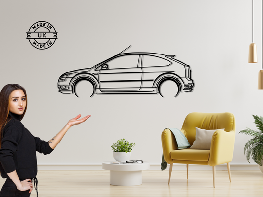 Focus ST MK2 (225), Detailed Silhouette Metal Wall Art