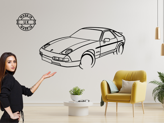 928 S4 Front Angle, Detailed Silhouette Metal Wall Art