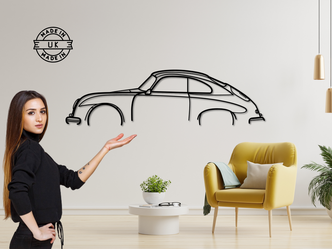 356 Coupe, Detailed Silhouette Metal Wall Art