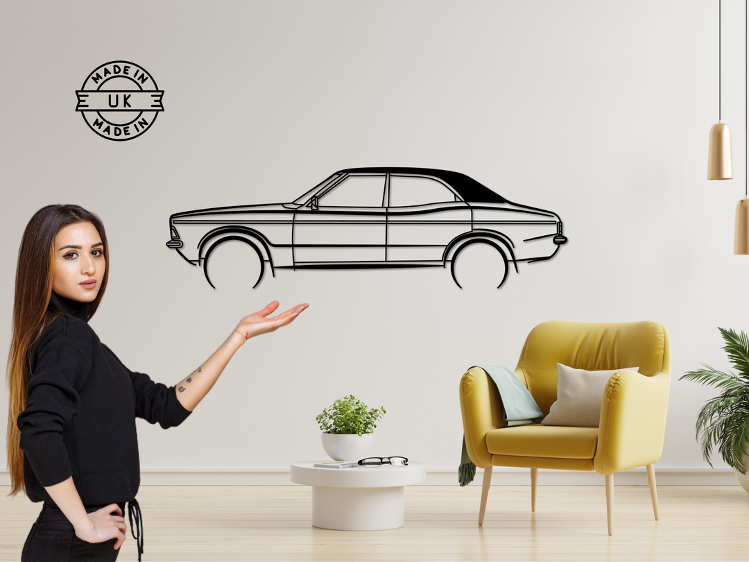 MK3 Cortina, Detailed Silhouette Metal Wall Art