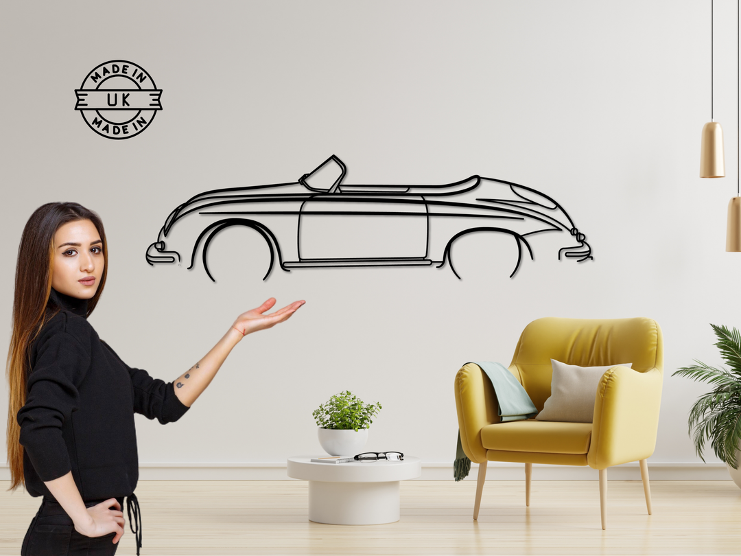 356 Speedster, Detailed Silhouette Metal Wall Art