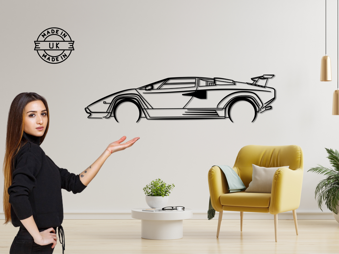 Countach 5000 QV, Detailed Silhouette Metal Wall Art