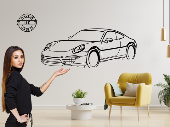 911 (991) Front Angle, Silhouette Metal Wall Art